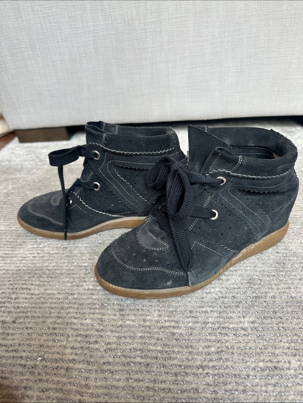 Isabel Marant Bobby Black Suede Wedge high top Sneaker Boots - Picture 3 of 8